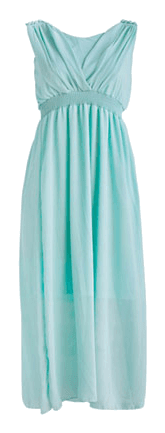 A mint chiffon dress on a plain background